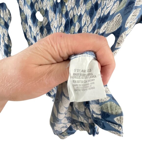 Columbia Men's XL Short-Sleeve Leaf Print Shirt Blue White Lightweight Vacation - Picture 4 of 7